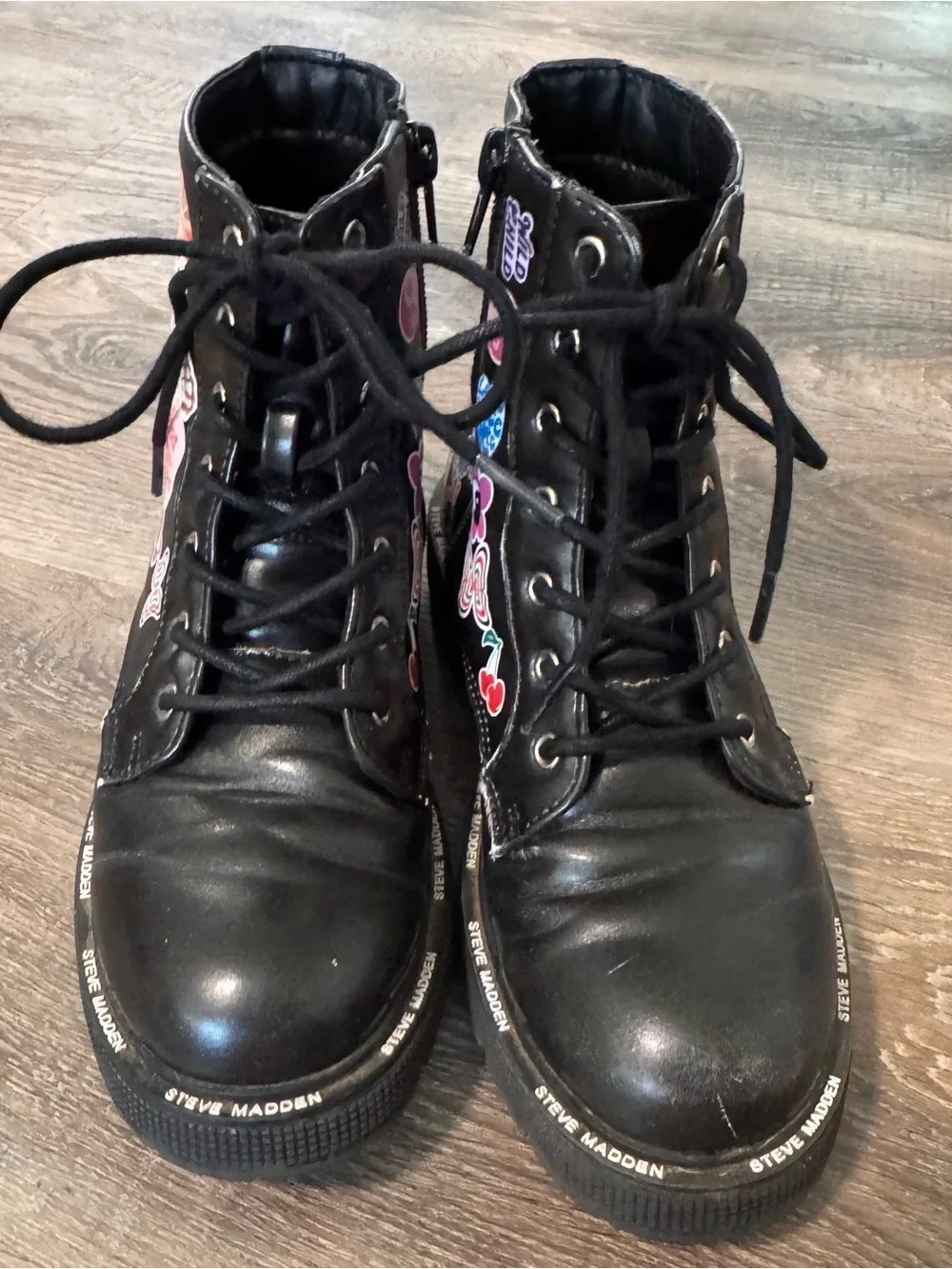 Steve Madden Black Kids Lace-Up Combat Boots size 2